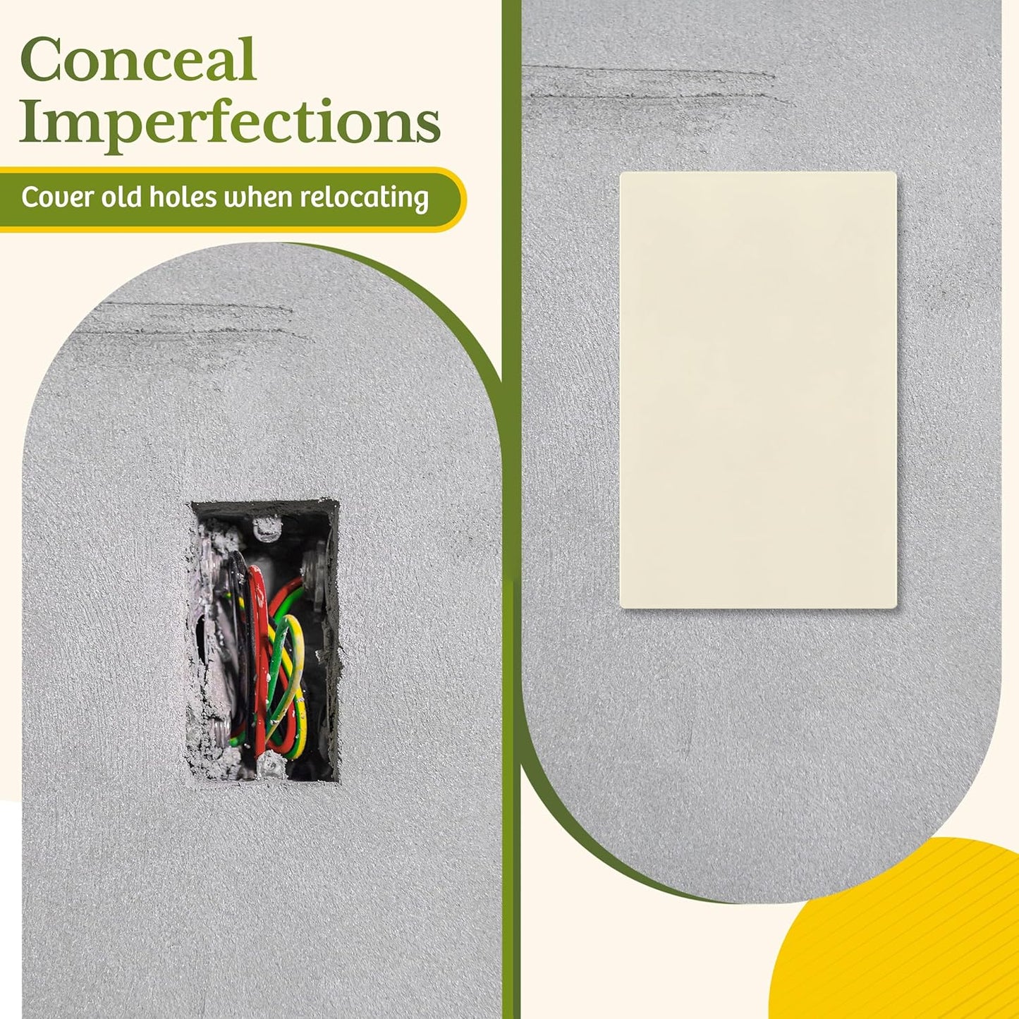 TG Mid-Size Screwless Blank Wall Plate, Child Safe Blank Device Outlet Cover, Medium Size 1-Gang 4.88" H x 3.11" L, Polycarbonate Thermoplastic, UL Listed, SP-MB1-LA5P, Light Almond (5 Pack)