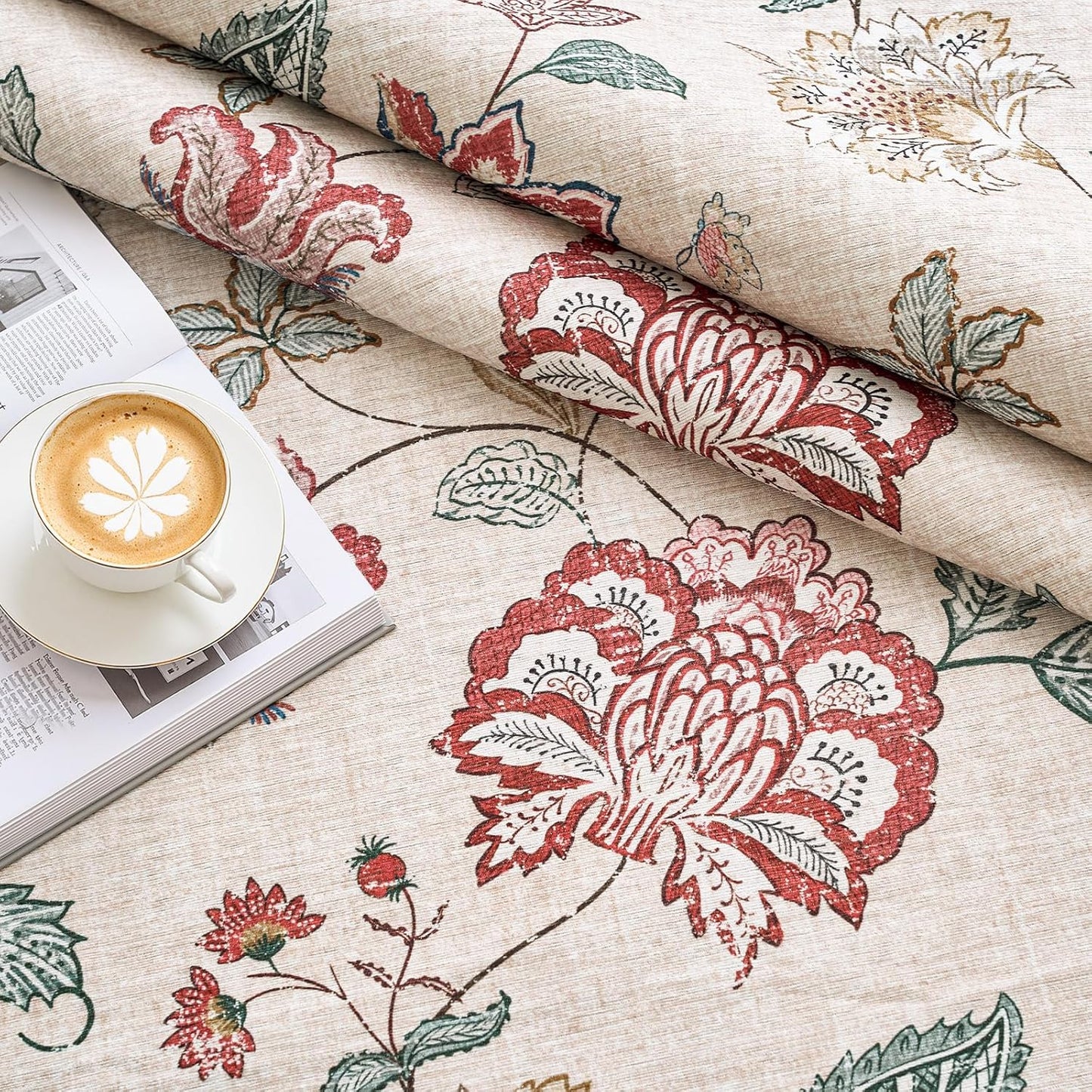 jinchan 3x5 Floral Rug for Entryway Washable Kitchen Rug Vintage Romance Design Small Mat Non Slip Indoor Doormat Lightweight Low-Profile Throw Carpet for Entrance Bathroom Laundry Room, Red/Beige