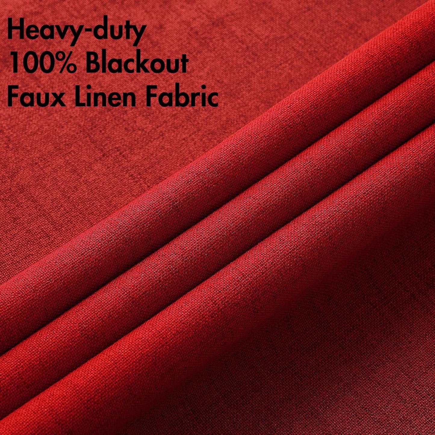 MIULEE 100% Blackout Linen Curtains for Bedroom Thermal Insulated Red Grommet Room Darkening Curtains & Drapes Christmas Decor for Living Room Nursery 52 x 84 Inch (2 Panels)