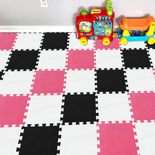YIMINYUER® 25 Tiles (30cm×30cm×1cm Each Tile) Baby Soft Puzzle Play Mats, Kids Thick EVA Foam Floor, Toddlers & Children's Soft Interlocking Mat R01R04R09G301025