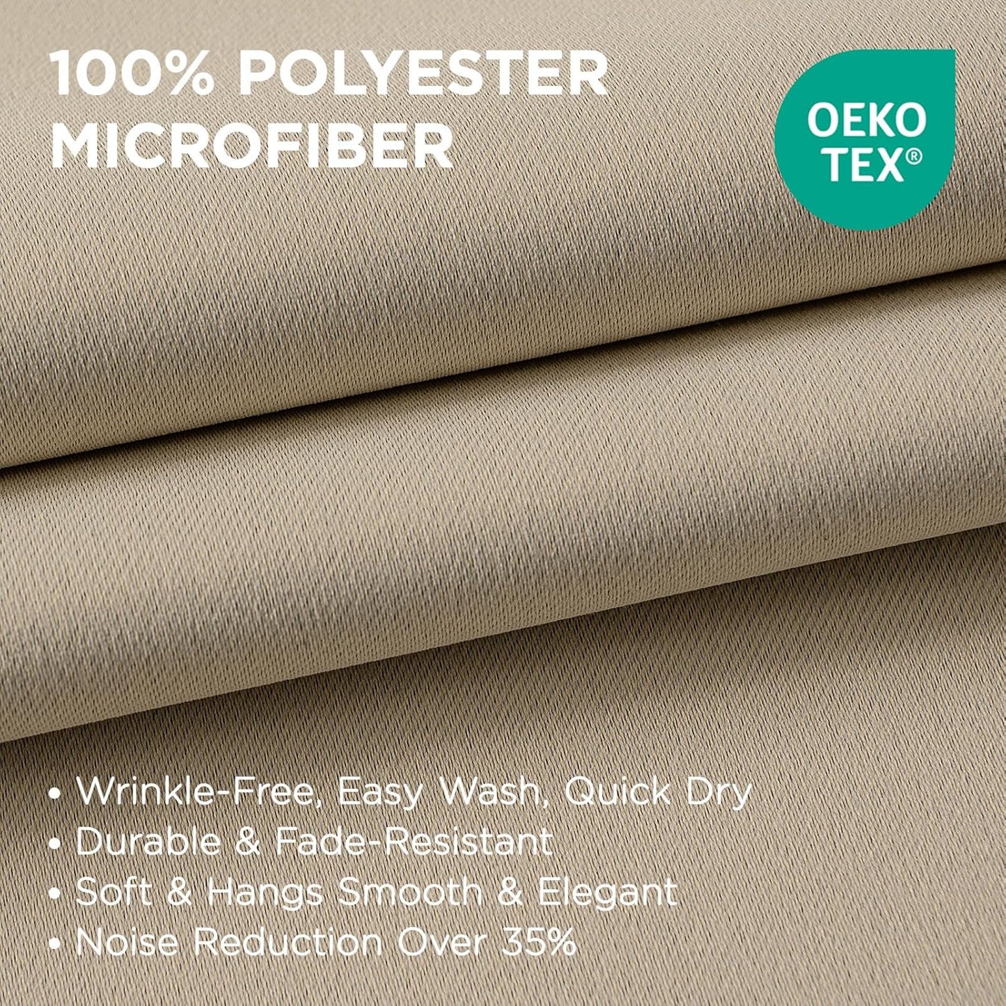 Joydeco Blackout Curtains 90 Inches Long 1 Panel, Thermal Insulated Long Curtains& Drapes 1 Piece, Room Darkening Grommet Drapes for Living Room Bedroom Window (W70 x L90 Inch, Light Beige)