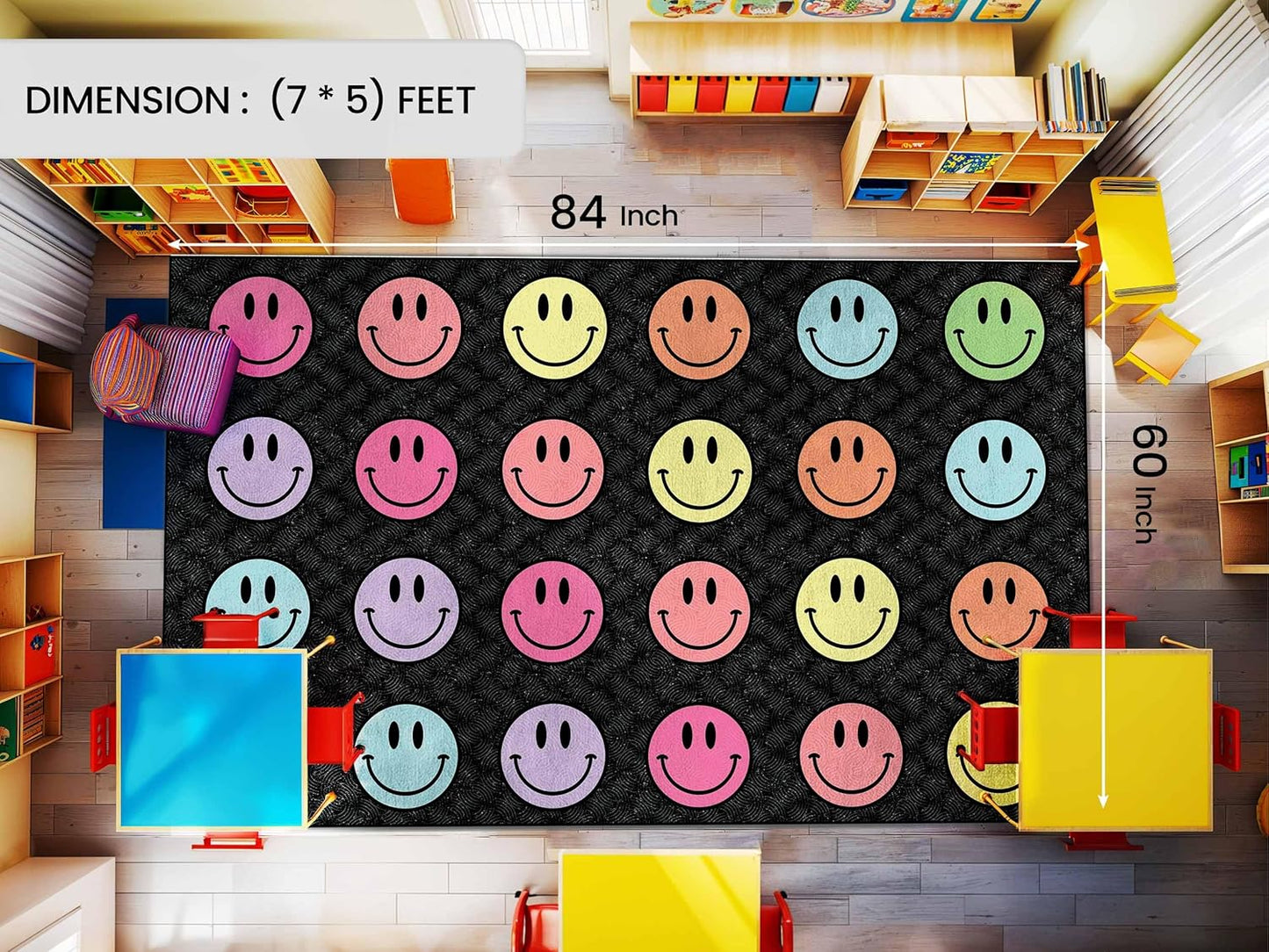 OLEEK Large Classroom Rug Elementary 5x7 - Classroom Rugs for Kids Room - Classroom Carpet Elementary - Kids playroom Rug 5 x 7 - Preschool Rugs for Classroom - Schoolgirl Style Classroom Decor