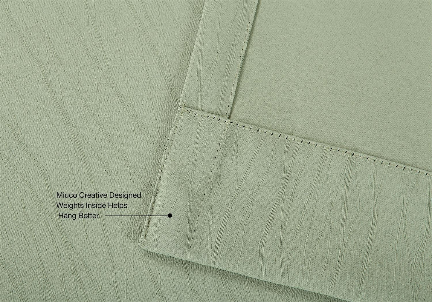 MIUCO Room Darkening Textured Grommet Thermal Insulated Blackout Curtains for Bedroom Set of 2 52x95 Inch Sage