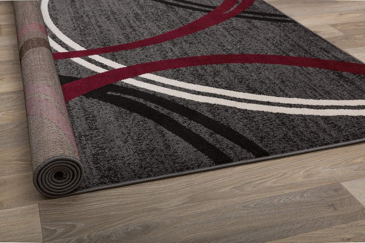 Rugshop Modern Wavy Circles Design Area Rug 6'6" x 9' Red