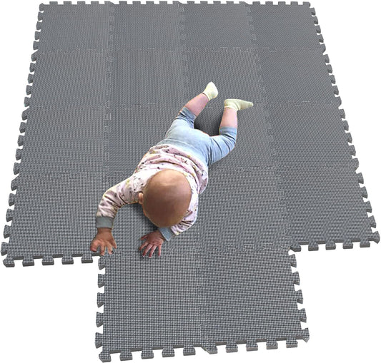 MQIAOHAM® 18 Pieces Puzzle Play Mats, Soft Baby Play Mat, Kids Interlocking Foam Floor Tiles, Toddlers Carpet Playmats G301018-112
