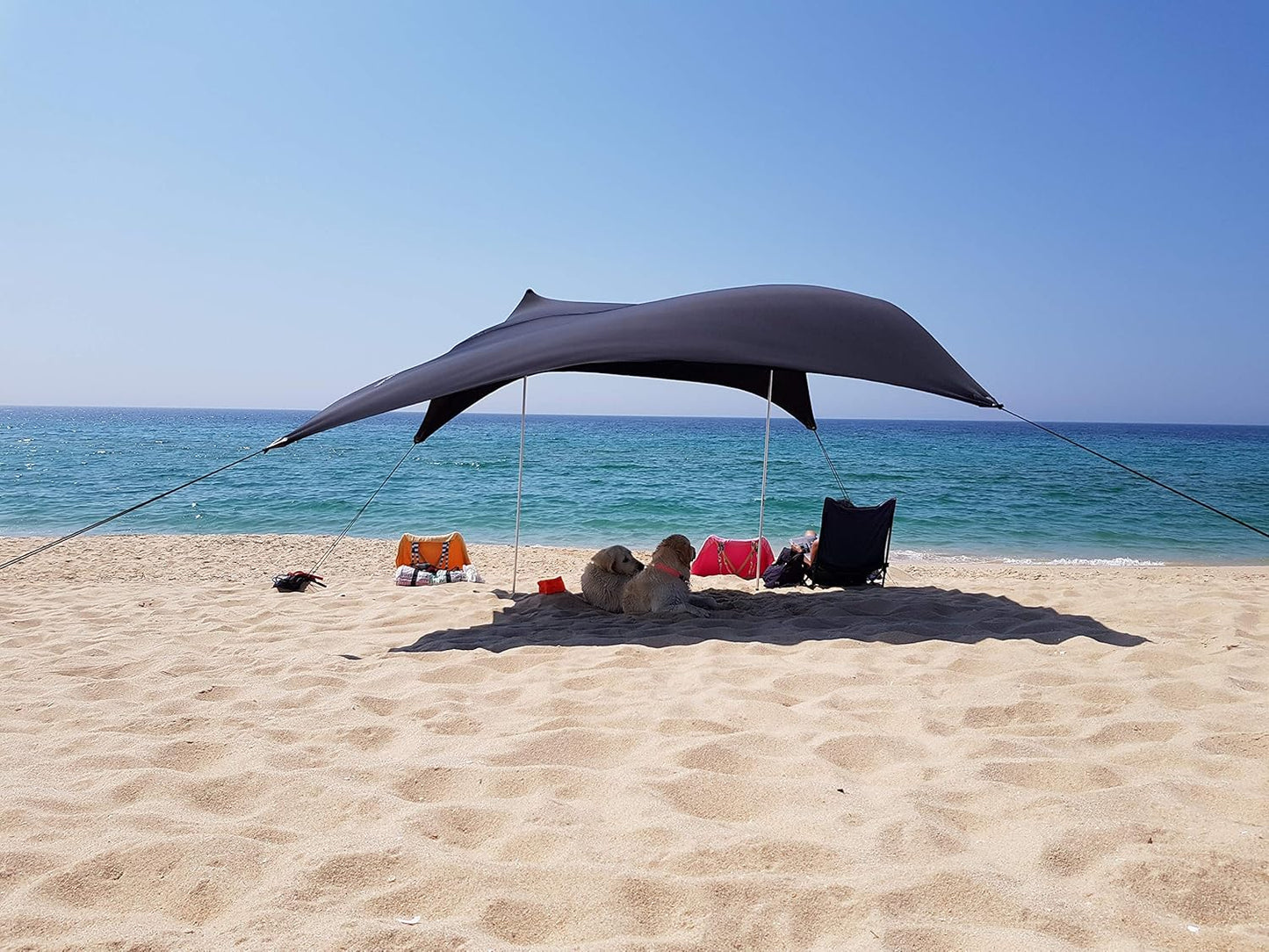 Neso Tents Beach Tent with Sand Anchor, Portable Canopy Sunshade - 7' x 7' - Patented Reinforced Corners(Black)