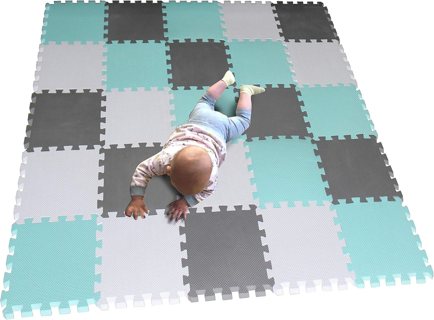 MQIAOHAM® 25 Pieces Puzzle Play Mats, Soft Baby Play Mat, Kids Interlocking Foam Floor Tiles, Toddlers Carpet Playmats G301025-101108112