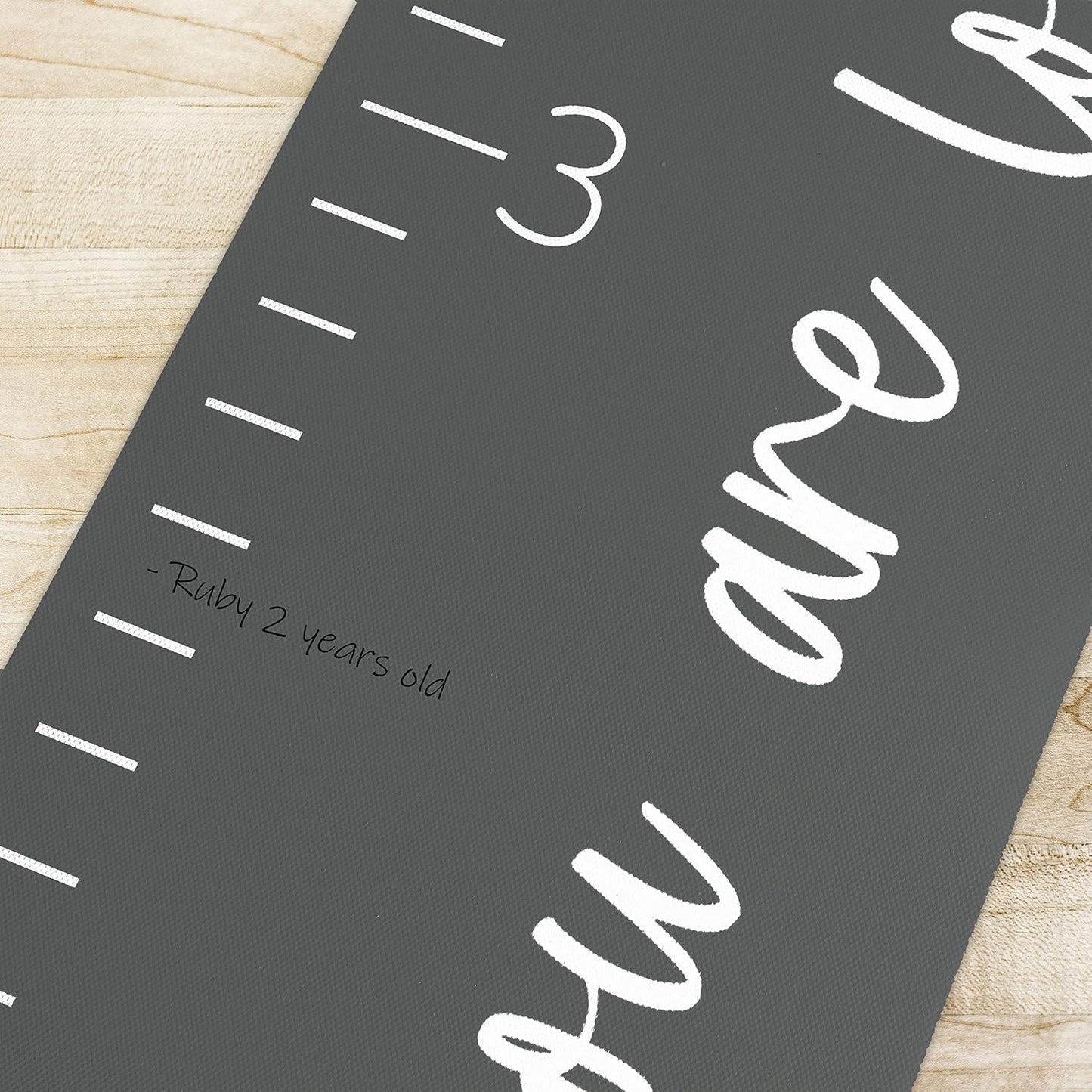 Morxy Canvas Growth Chart for Kids - Unisex Kids Room Wall Decor - Measuring Height Chart- Wall Tape with Height Chart for Kids (Canvas, Loved Beyond Measure Dark Gray)