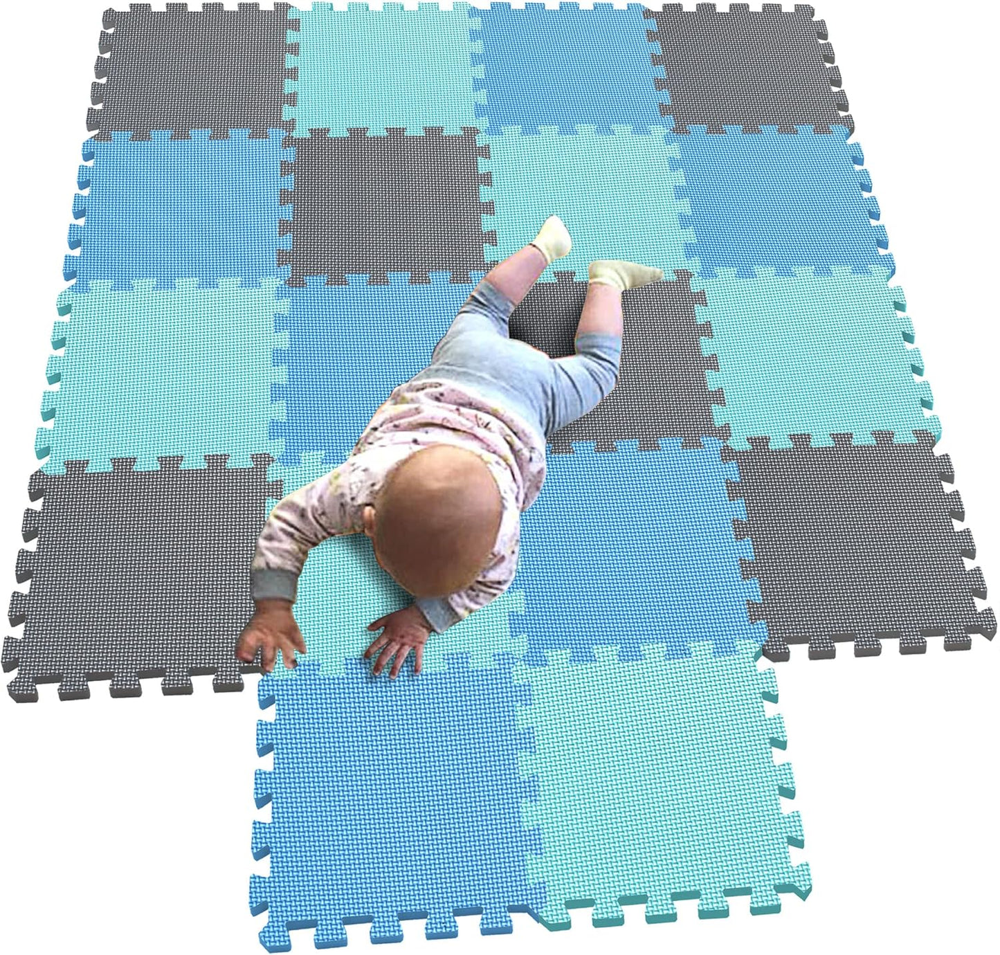 MQIAOHAM® 18 Pieces Puzzle Play Mats, Soft Baby Play Mat, Kids Interlocking Foam Floor Tiles, Toddlers Carpet Playmats G301018-107108112