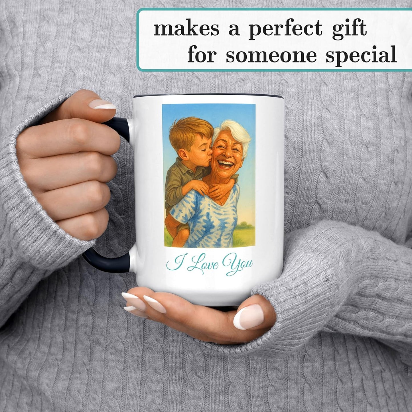Personalized Coffee Mug, Custom Photo Caricature Gift, Funny Customized Coffee Gift for Men & Women, Custom Mugs with Pictures, Black 15oz Father's Day Mug
