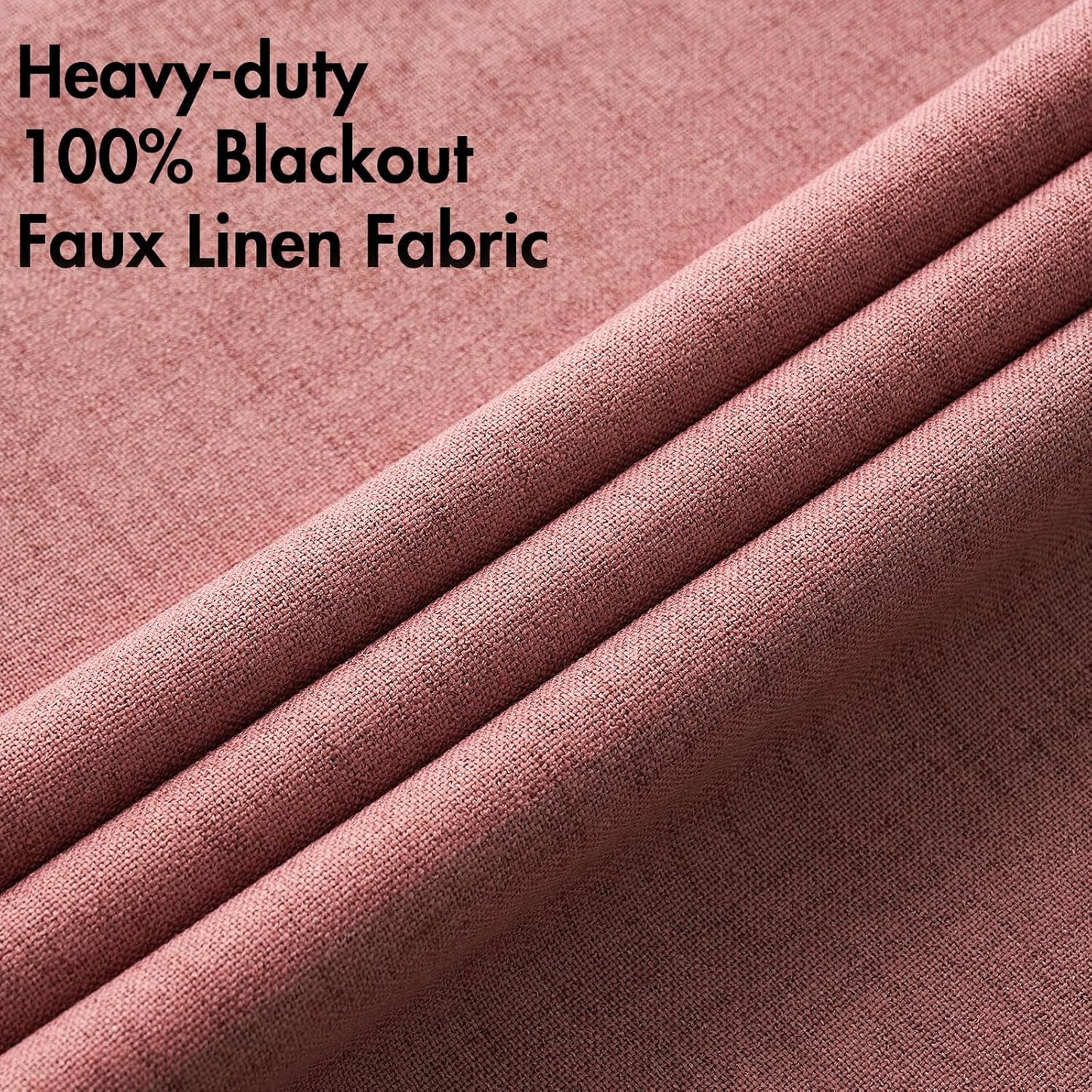 MIULEE 100% Blackout Linen Textured Curtains for Bedroom Solid Thermal Insulated Dusty Rose Grommet Room Darkening Curtains & Drapes Luxury Decor for Living Room Nursery 52 x 45 Inch (2 Panels)