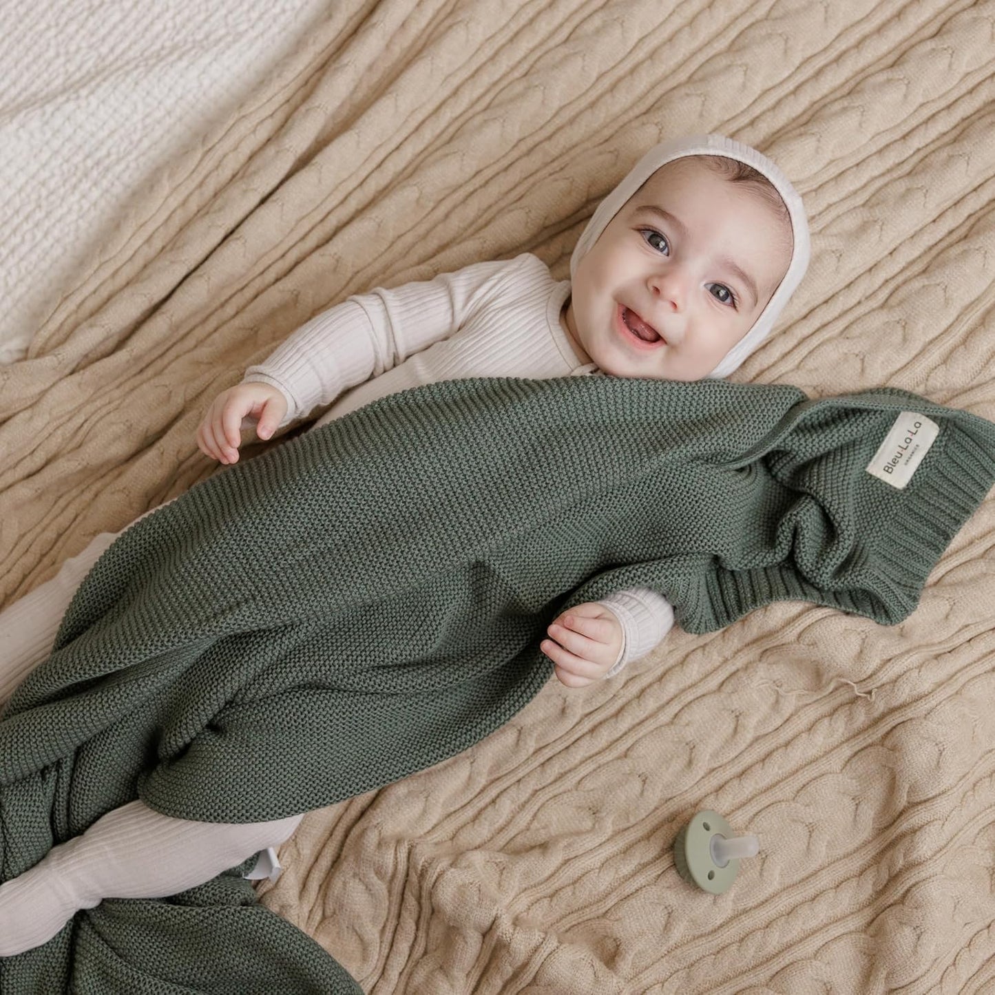 Heritage Knit 100% Organic Cotton Baby Swaddle Blanket for Boys and Girls - Soft Warm Cozy Unisex Receiving Cuddle Crib Blanket for Newborns, Infants & Toddlers (Hunter Green, 0-2 Years)