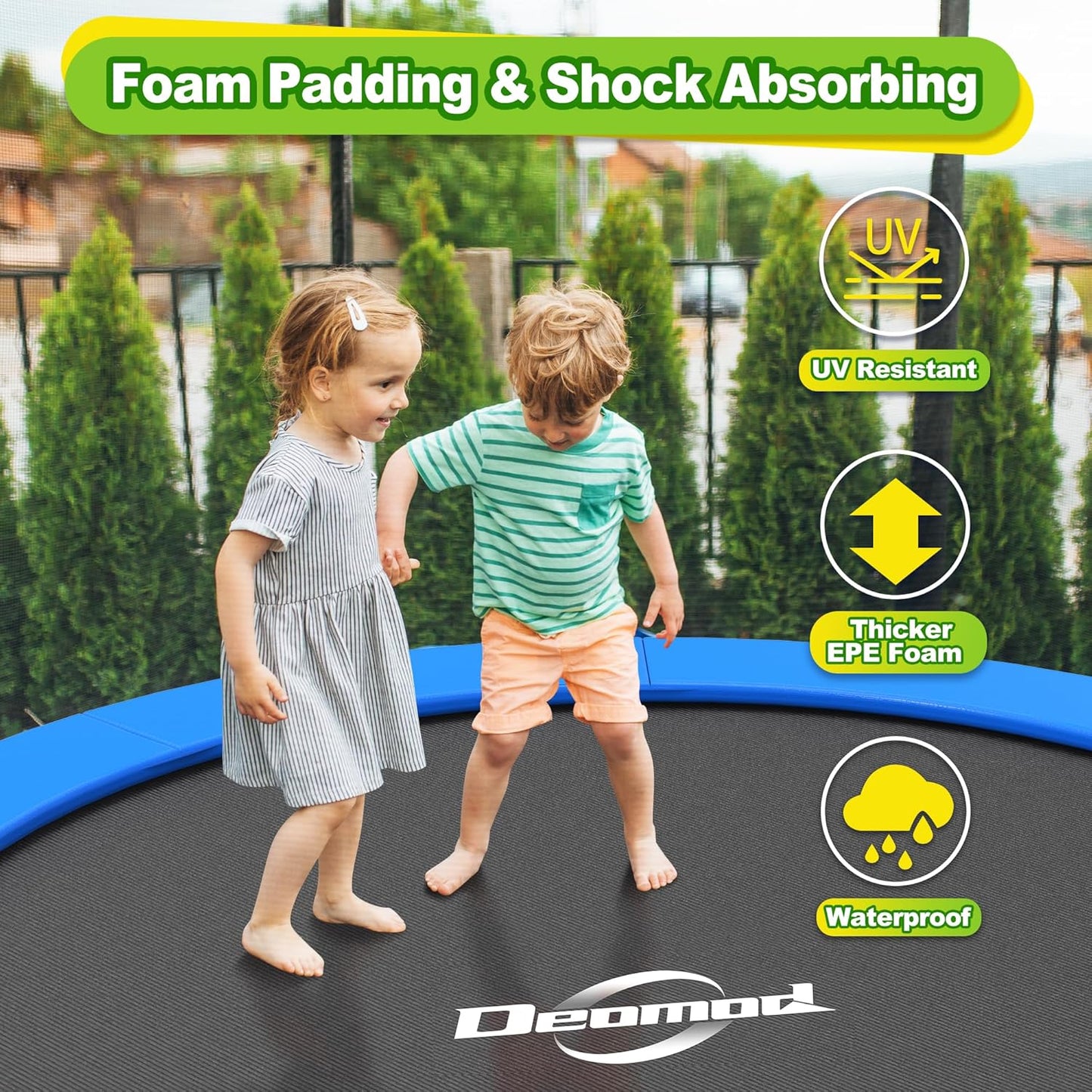 Trampoline Pad, 10FT 12FT 14FT Trampoline Replacement Safety Pad, Universal Trampoline Pads, Spring Cover, Waterproof, Tear Resistant, Round Arch Trampoline Parts for Kids