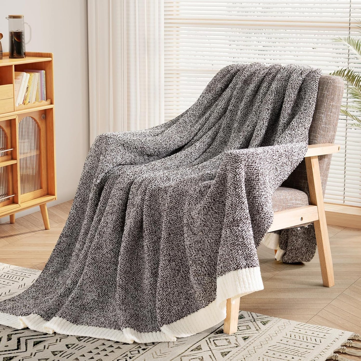 NEXHOME PRO Soft Twin Blankets for Couch, Reversible Warm Blankets Cozy Knit Blanket for Women, Fuzzy Plush Lightweight Throws for Sofa, Bed, Picnic, Coffee Brown, 60 x 80 inches