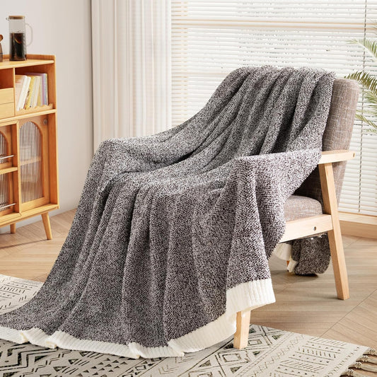 NEXHOME PRO Soft Twin Blankets for Couch, Reversible Warm Blankets Cozy Knit Blanket for Women, Fuzzy Plush Lightweight Throws for Sofa, Bed, Picnic, Coffee Brown, 60 x 80 inches