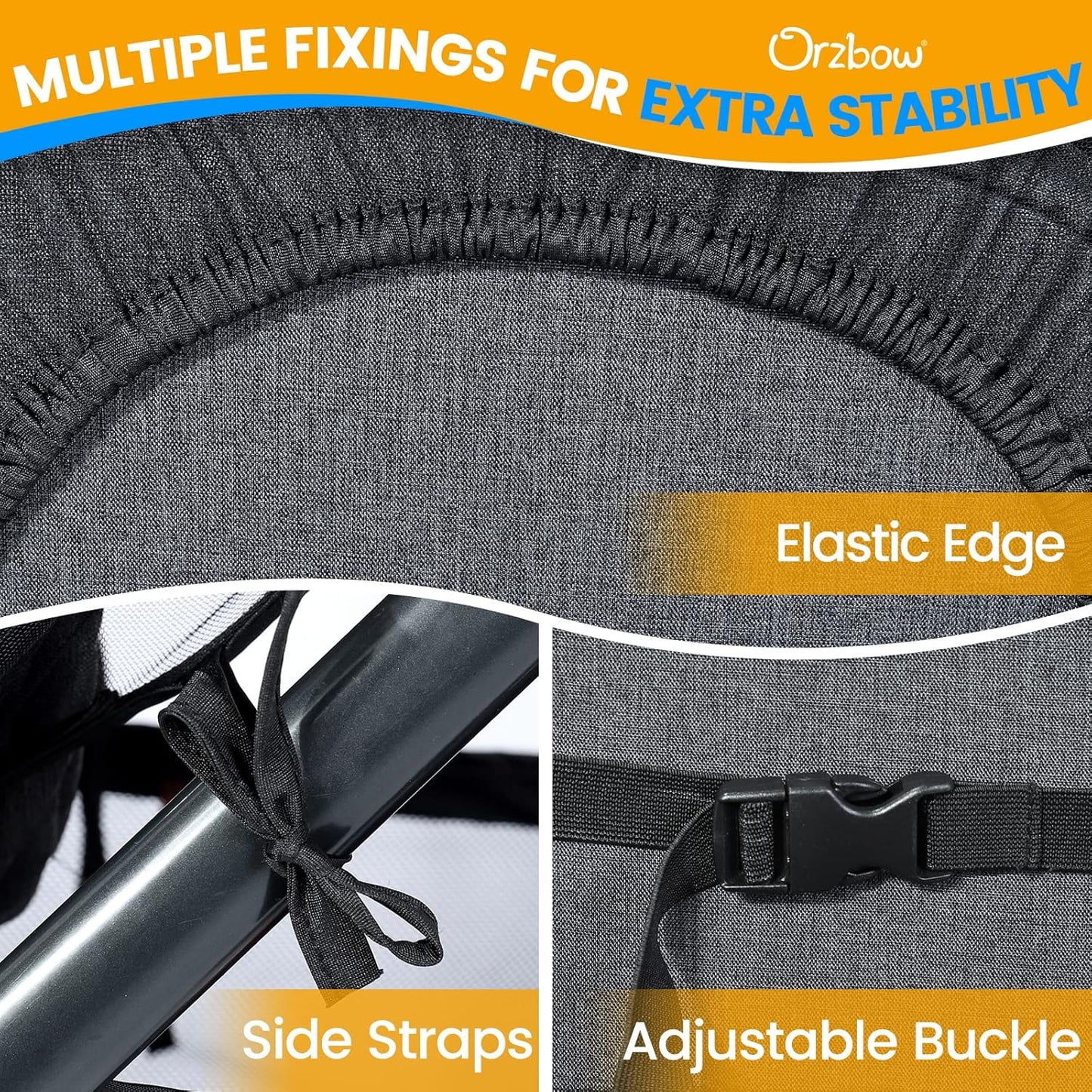 Orzbow 2-in-1 Baby Mosquito Net with UPF50+ Sunshade for Stroller, Breathable Stroller Mosquito Netting Privacy Cover with Two-Way Zipper & Storage Bag for Bassinet, Car Seat & Carrycot, Grey