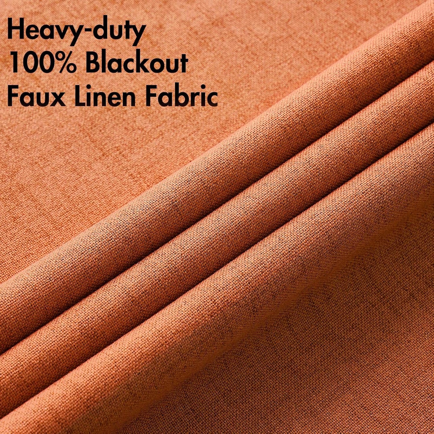 MIULEE 100% Blackout Linen Curtains for Bedroom Thermal Insulated Orange Grommet Room Darkening Curtains & Drapes Fall Decor for Living Room Nursery 52 x 84 Inch (2 Panels)