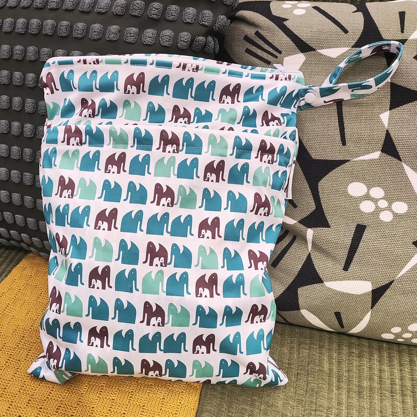 Mama Koala Waterproof Wet Dry Bags for Baby Items, Cloth Diapers, Swimsuits, Travel, Gym Clothes, Beach, Pump Parts, Toiletries, Two Zippered Pockets, 2 Pack (W022)