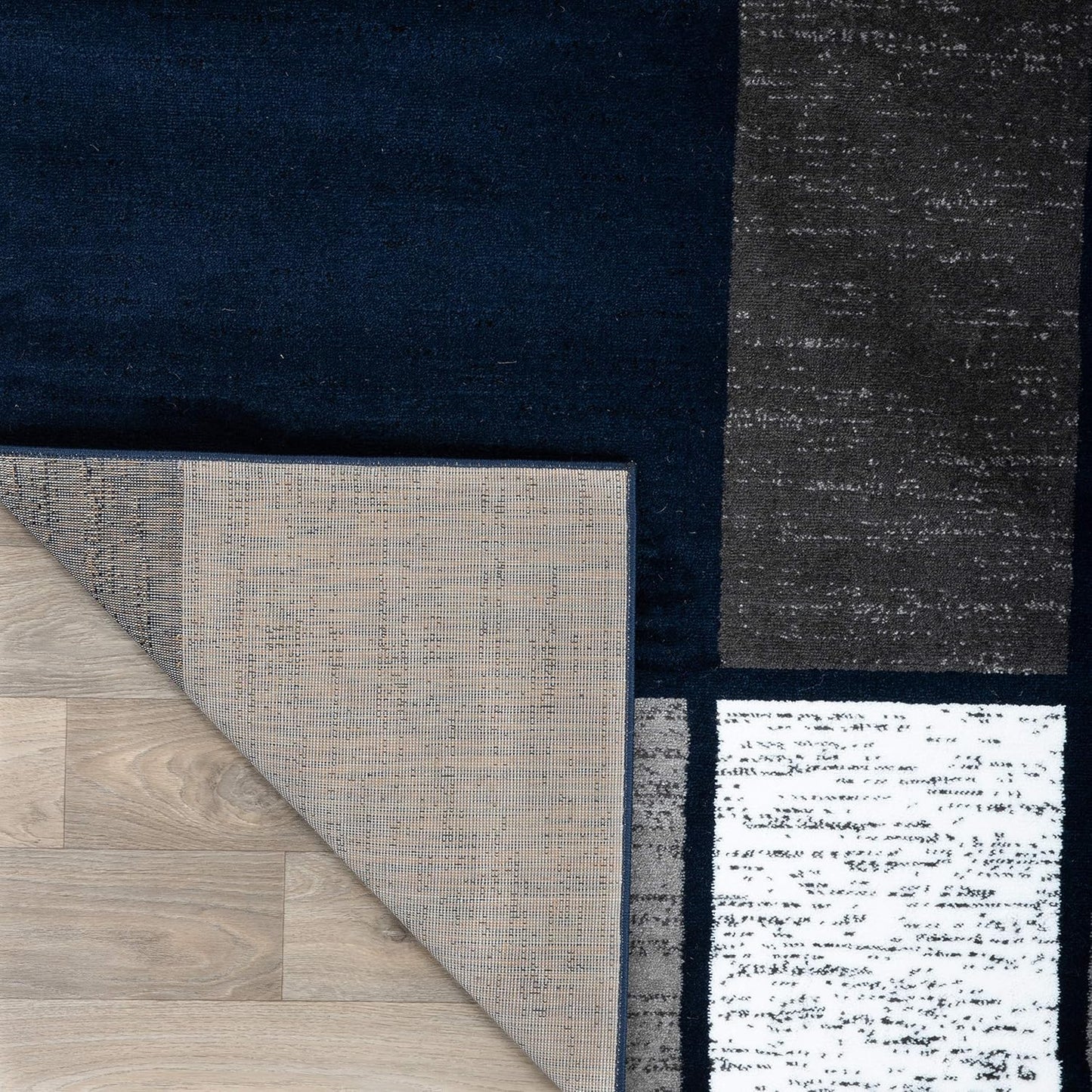 Rugshop Contemporary Modern Boxes Area Rug 6' 6" x 9' Navy