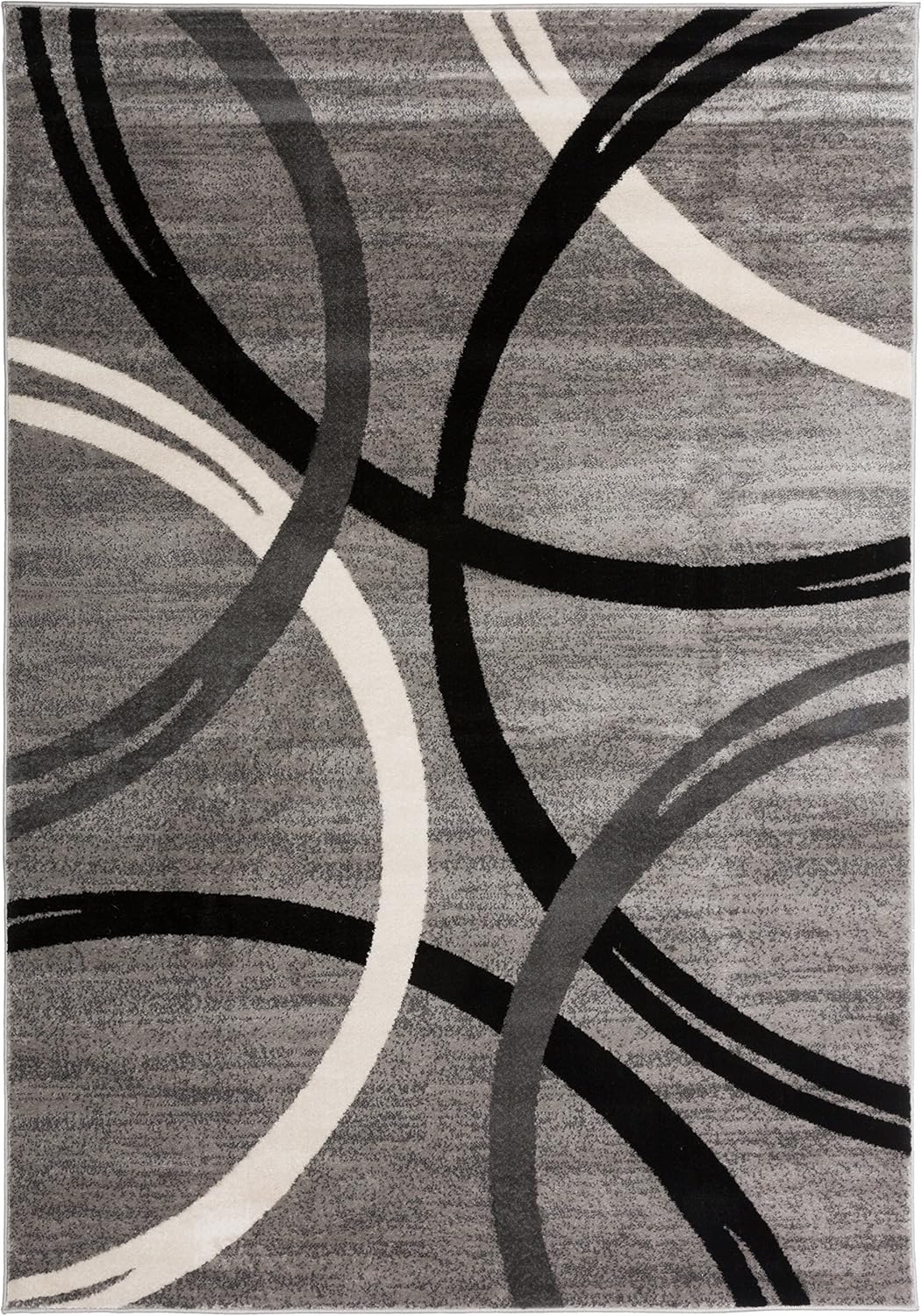 Rugshop Modern Wavy Circles Design Area Rug 6'6" x 9' Gray