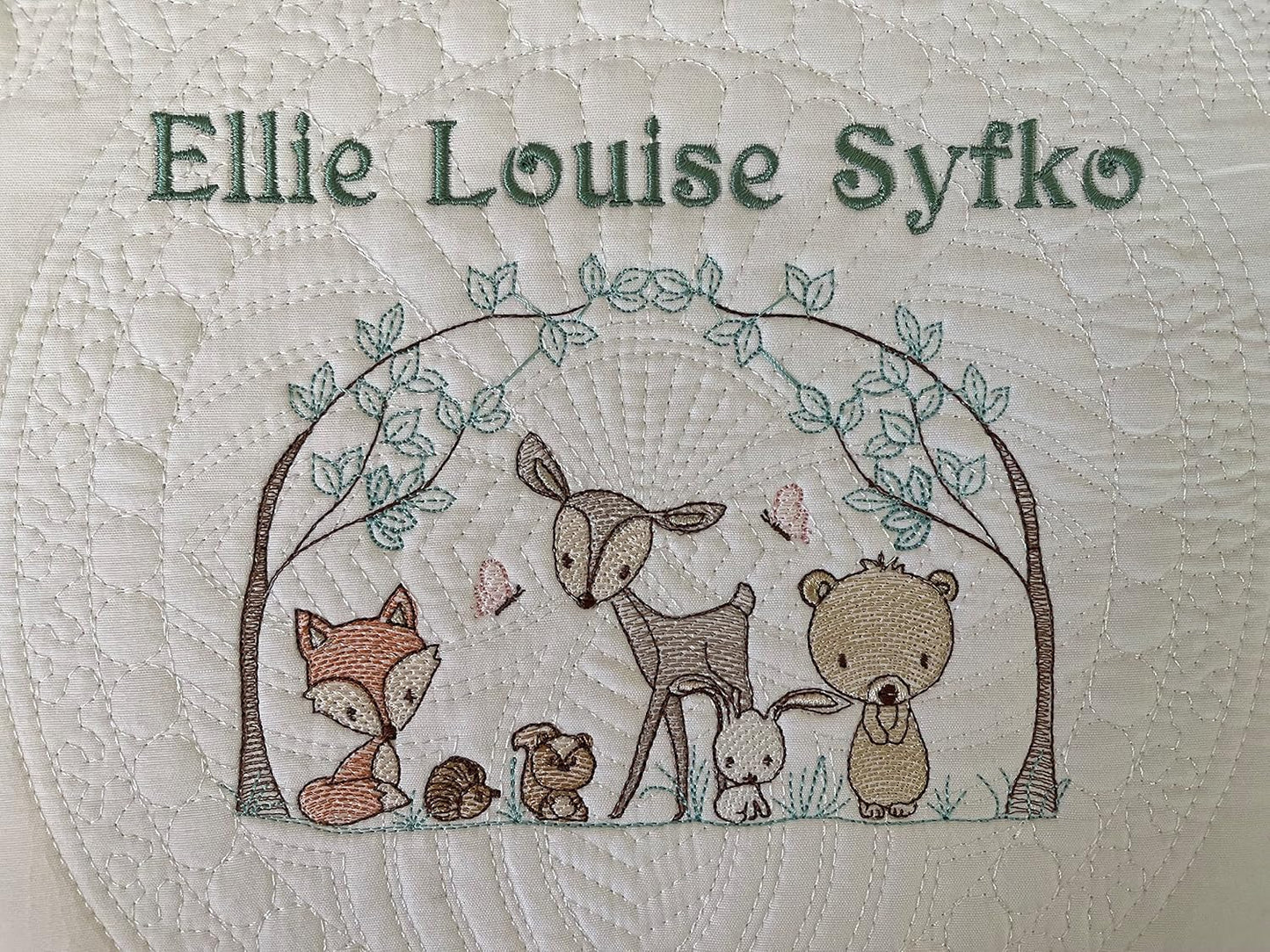 Personalized Baby Blanket Quilt | Monogrammed Blankets for Boys and Girls | Embroidered Baby Gifts | (Woodland Animals)