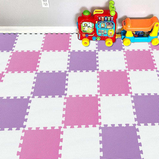 YIMINYUER® 25 Tiles (30cm×30cm×1cm Each Tile) Baby Soft Puzzle Play Mats, Kids Thick EVA Foam Floor, Toddlers & Children's Soft Interlocking Mat R01R03R11G301025