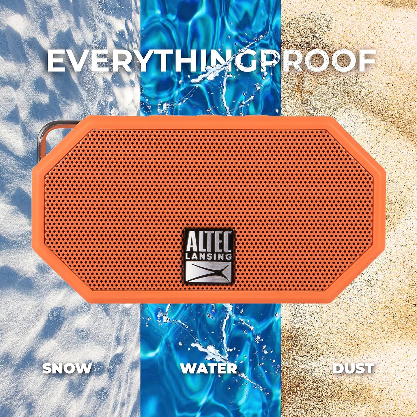 Altec Lansing Mini H2O - Waterproof Bluetooth Speaker, IP67 Certified & Floats in Water, Compact & Portable Speaker for Hiking, Camping, Pool, and Beach,Orange