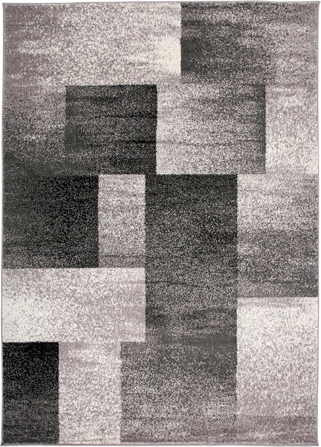 Rugshop Modern Distressed Boxes Area Rug 5' x 7' Gray