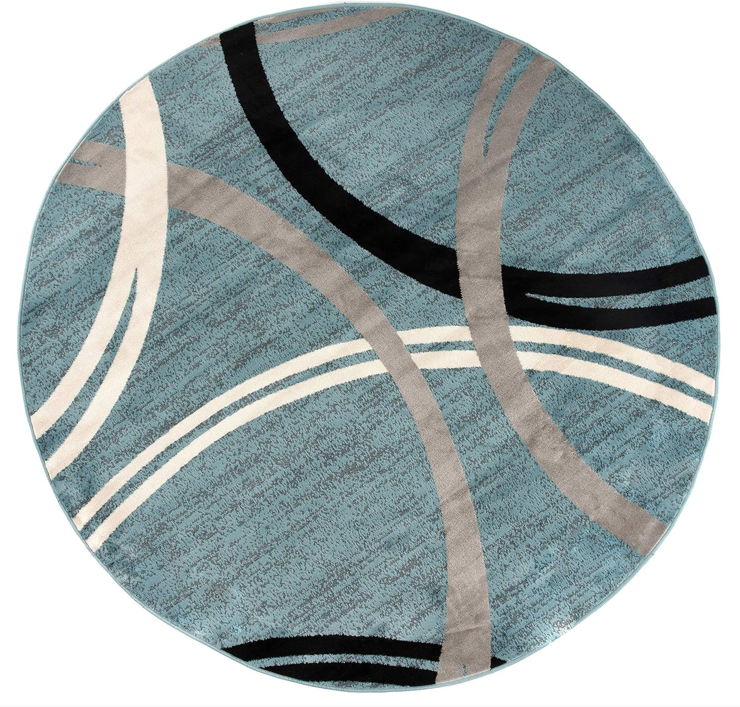 Rugshop Modern Wavy Circles Design Round Area Rug 8' Blue