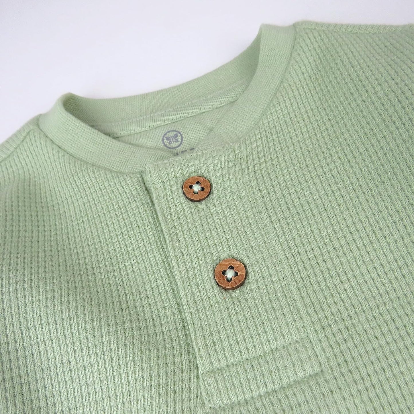 HonestBaby 5-pack Waffle Henley Long Sleeve Shirts 100% Organic Cotton for Infant Baby and Toddler Boys, Unisex