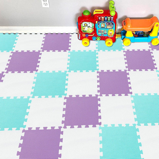 YIMINYUER® 25 Tiles (30cm×30cm×1cm Each Tile) Baby Soft Puzzle Play Mats, Kids Thick EVA Foam Floor, Toddlers & Children's Soft Interlocking Mat R01R08R11G301025
