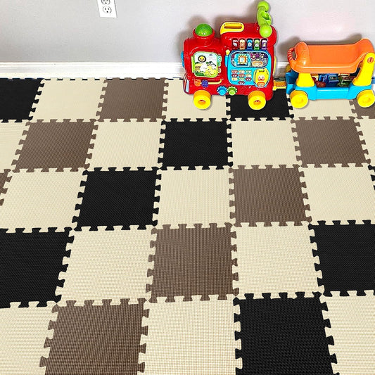 YIMINYUER® 25 Tiles (30cm×30cm×1cm Each Tile) Baby Soft Puzzle Play Mats, Kids Thick EVA Foam Floor, Toddlers & Children's Soft Interlocking Mat R04R06R10G301025