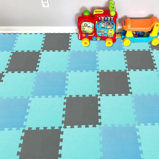YIMINYUER® 25 Tiles (30cm×30cm×1cm Each Tile) Baby Soft Puzzle Play Mats, Kids Thick EVA Foam Floor, Toddlers & Children's Soft Interlocking Mat R07R08R12G301025