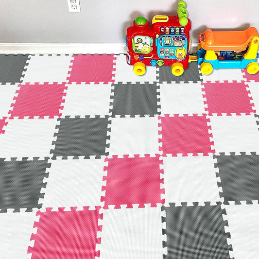 YIMINYUER® 25 Tiles (30cm×30cm×1cm Each Tile) Baby Soft Puzzle Play Mats, Kids Thick EVA Foam Floor, Toddlers & Children's Soft Interlocking Mat R01R09R12G301025